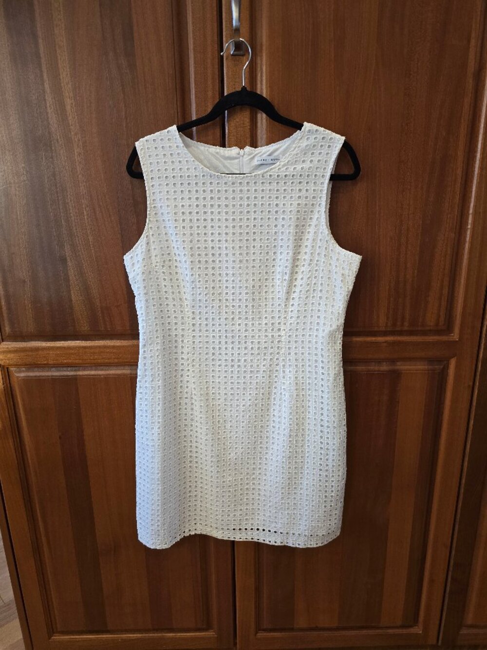 ALFRED SUNG cotton white summer dress size 12, eyelet